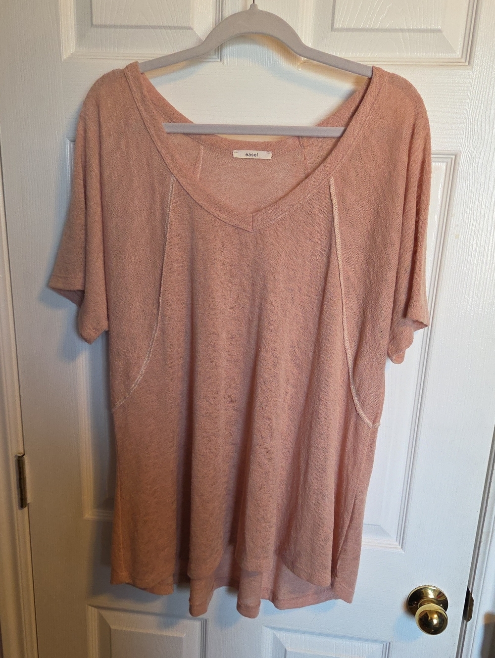 easel Dusty Rose Short Sleeve V-Neck Tunic